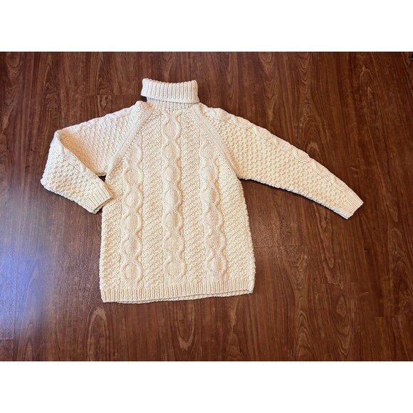 Vintage Triunfante Wool Turtleneck Fisherman Sweater Chunky Cable Knit Handmade - Picture 1 of 7